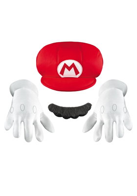 Super Mario Bros Hat, Gloves And Mustache Kit