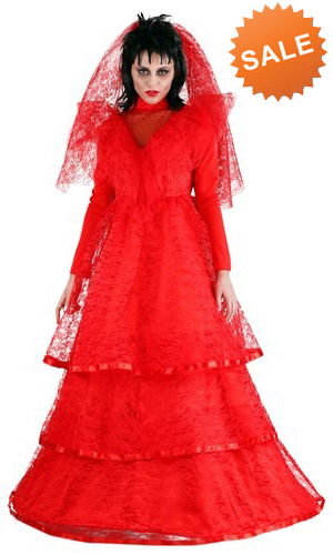 Lydia Deetz Red Gothic Wedding Dress Costume