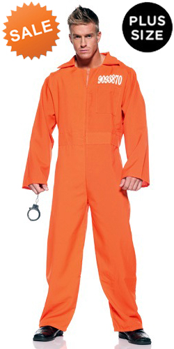 Men'sPlus Orange Prisoner Jumpsuit