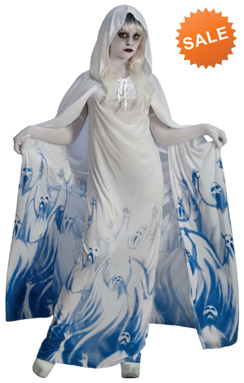 Adult Blue and White Ghost Grim Reaper Woman