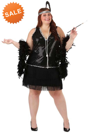 Women's Plus Size Onyx Flapper Dress Costume